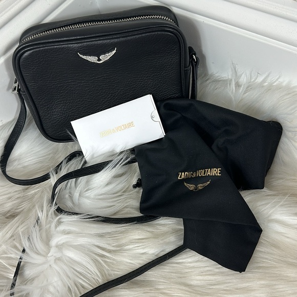 Zadig & Voltaire Black Wing Camera Bag Crossbody Purse NWT - Picture 3 of 14